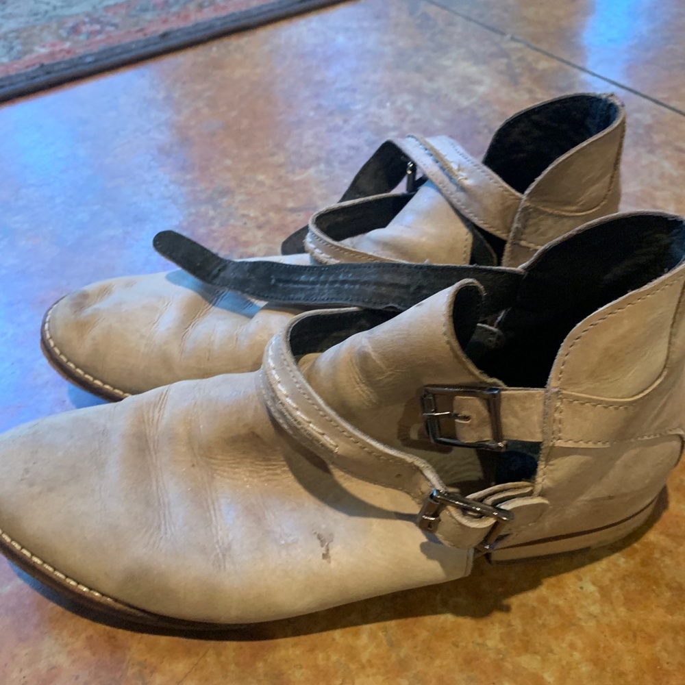 Free people tan leather boots, size 8.5